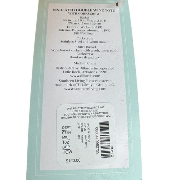 Insulated Double Wine Tote with Cork Screw Southern Living x Nellie Howa… - Picture 9 of 13